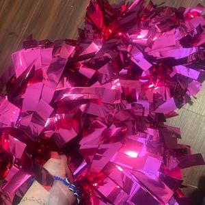 pink cheer pom poms